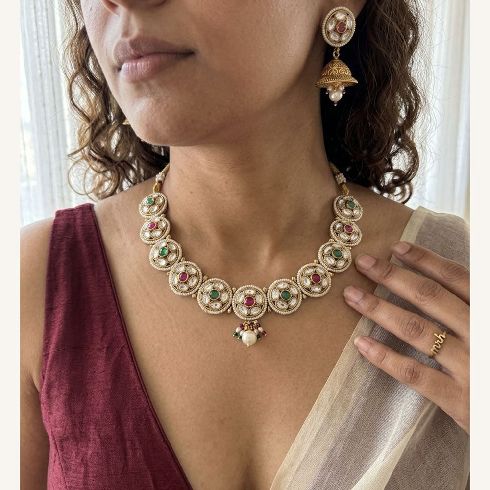 Jewel Addiction Luxury Pota Stone And Pearl Necklace Set