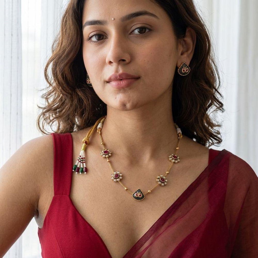 Jewel Addiction Designer Pota Stone Necklace Set