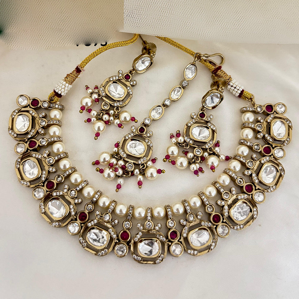 Jewel Addiction Royal Polki Kundan Stone Pearl And Beads Necklace Set