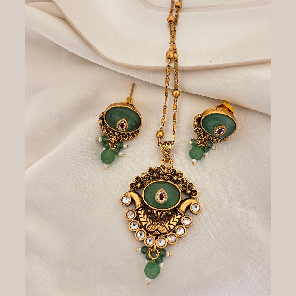 Jewel Addiction Pota Stone And Pearl Designer Pendant Set