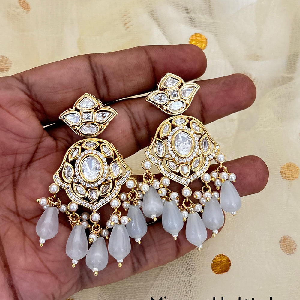Jewel Addiction Designer Polki Kundan Stone And Beads Dangler Earrings