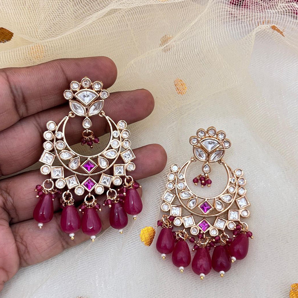Jewel Addiction Designer Polki kundan Stone And Beads Dangler Earrings