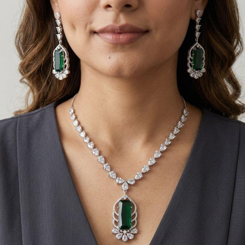Jewel Addiction Premium Pota Stone And Pearl Necklace Set