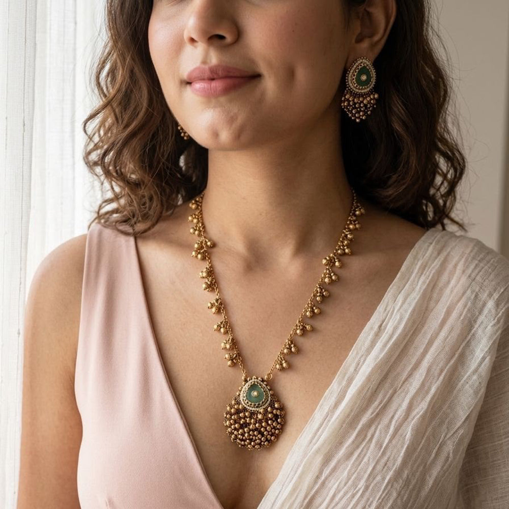 Jewel Addiction Stunning Pota Stone And Pearl Designer Jewellery Set