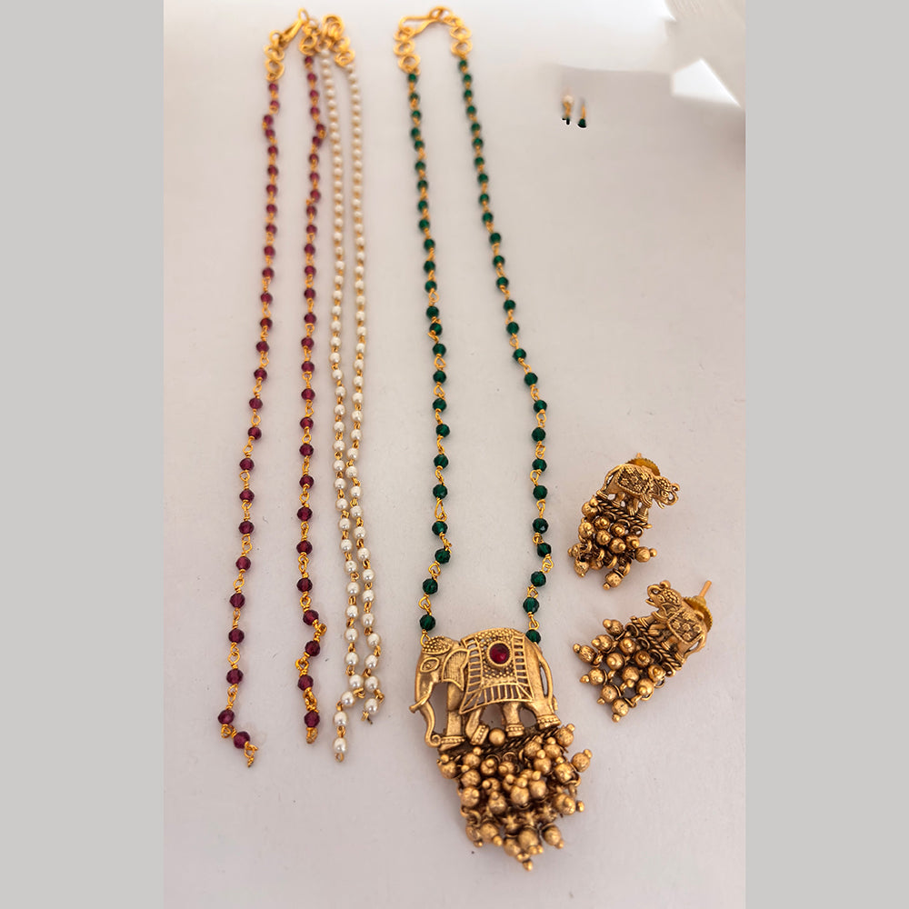Jewel Addiction Designer Elephant And Pearl Necklace Set for Women