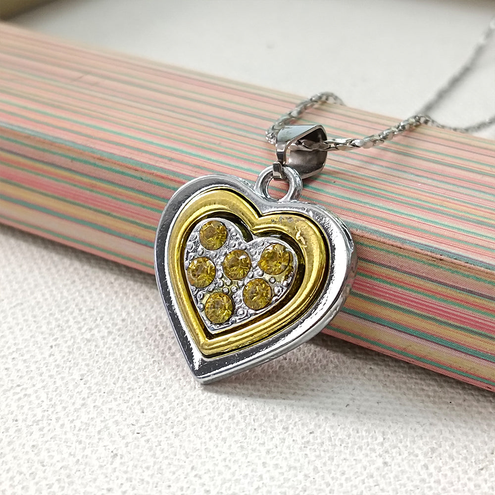 Urthn Heart Shape Austrian Stone Chain Pendant (Pack Of 6)