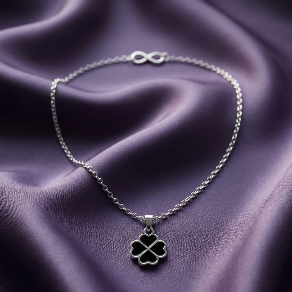 Urthn Silver Plated Clover Chain Pendant For Women/ Girls(Pack of 6)