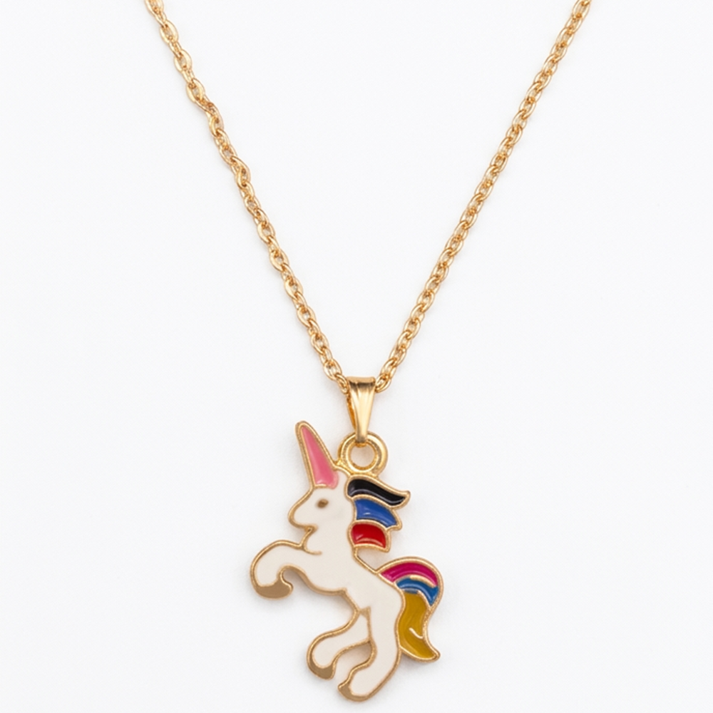 Urthn Fantasy Unicorn Meenakari Chain Pendant For Women/ Girls (Pack of 12)