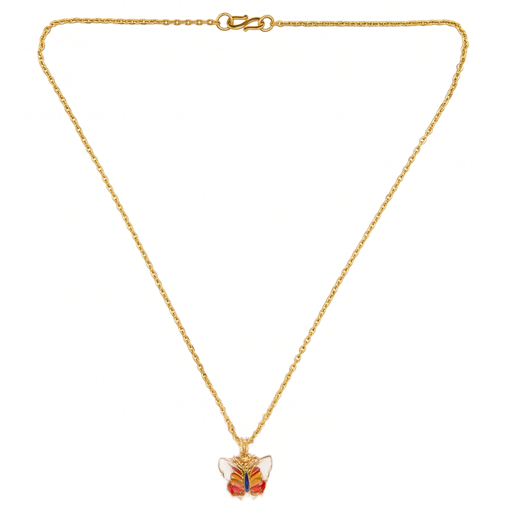Urthn Cute Butterfly Design Meenakari Chain Pendant For Women/ Girls