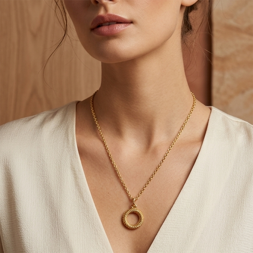 Urthn Gold Plated World Map Chain Pendant for Women & Girls