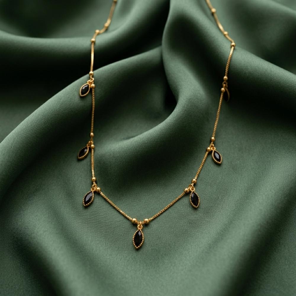 Urthn Minimal Gold Chain Necklace with Crystal Drop Charms (Set of 3)