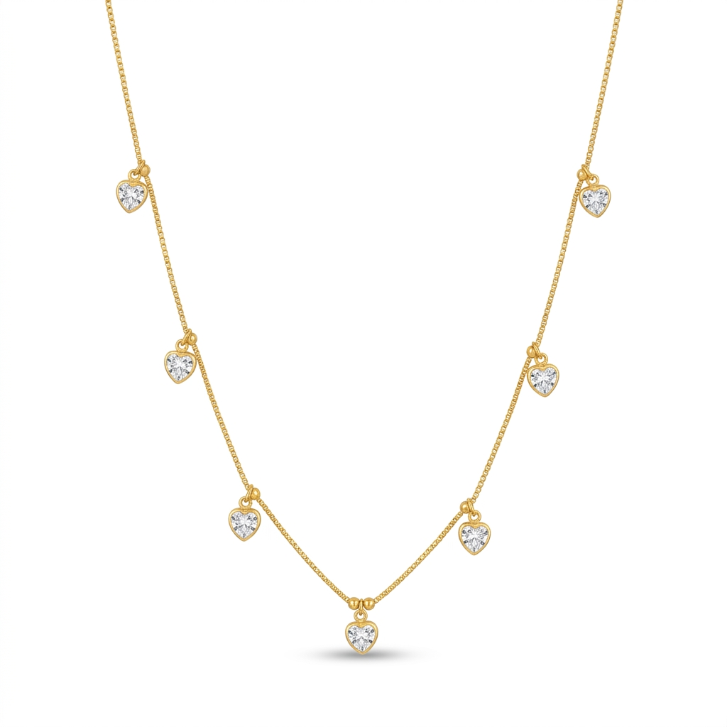 Urthn Lightweight Gold Plated Drop Charm Necklace for Women(Pack of 3)