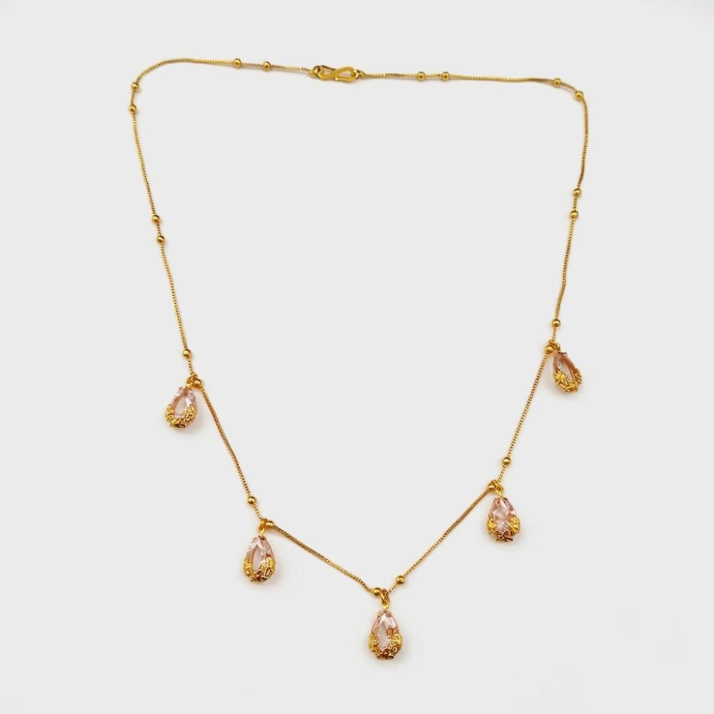 Urthn Minimal Gold Chain Necklace with Crystal Drop Charms (Set of 3)