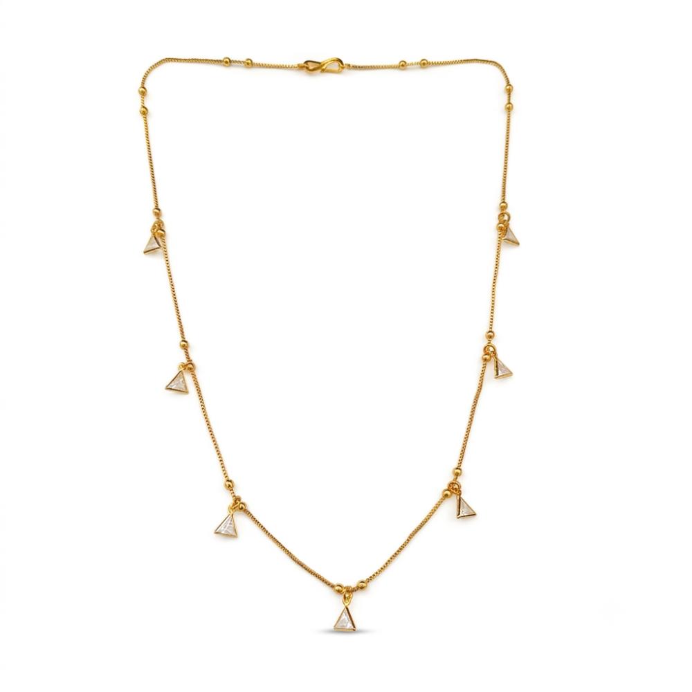 Urthn Minimal Gold Chain Necklace with Crystal Drop Charms (Set of 3)