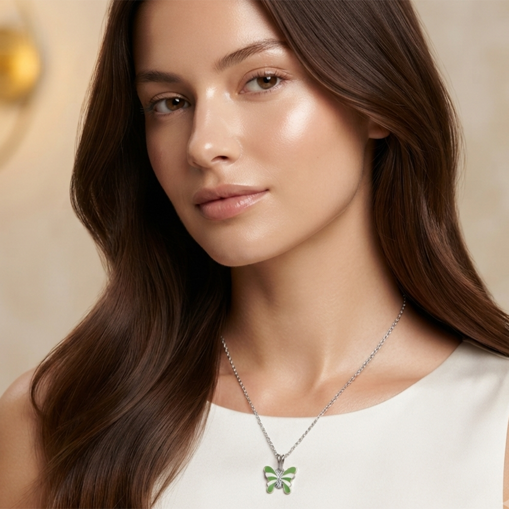 Urthn Graceful Butterfly Shape Meenakari Chain Pendant | Designer Jewellery for Women - 1205096C(Pack Of 12)