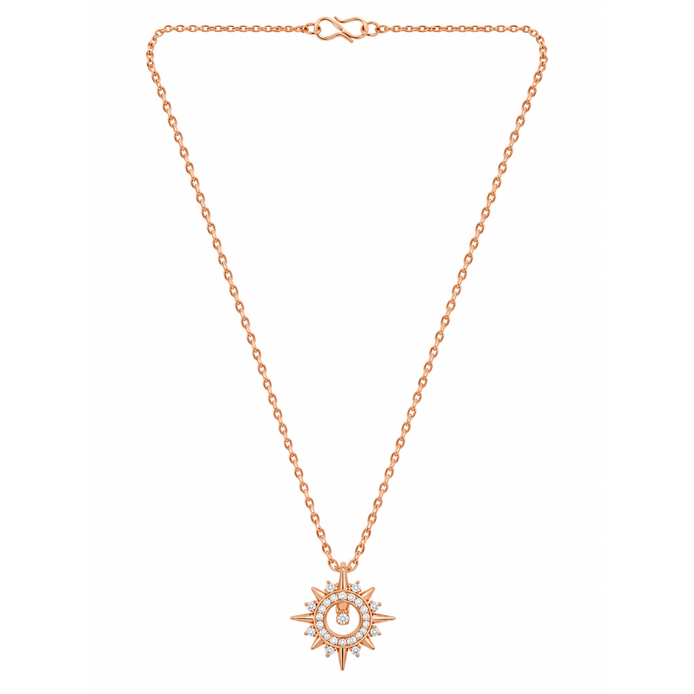 Urthn Stylish Rose Gold Plated Floating American Diamond Pendant Necklace(Pack of 3)