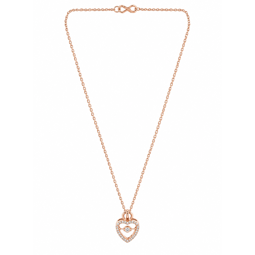 Urthn Stylish Rose Gold Plated Floating American Diamond Pendant Necklace(Pack of 3)