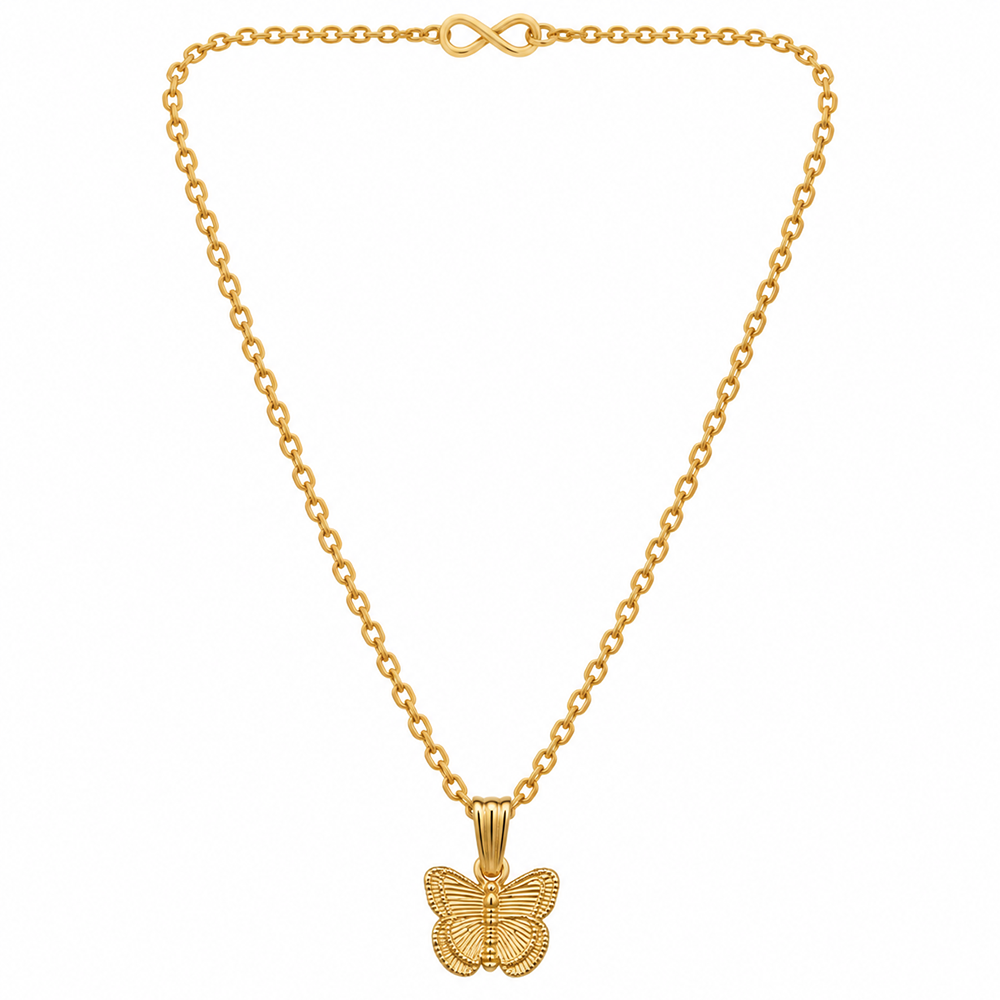 Urthn Dazzling Austrian Stone Gold Plated Butterfly Chain Pendant for Women(Pack Of 12)