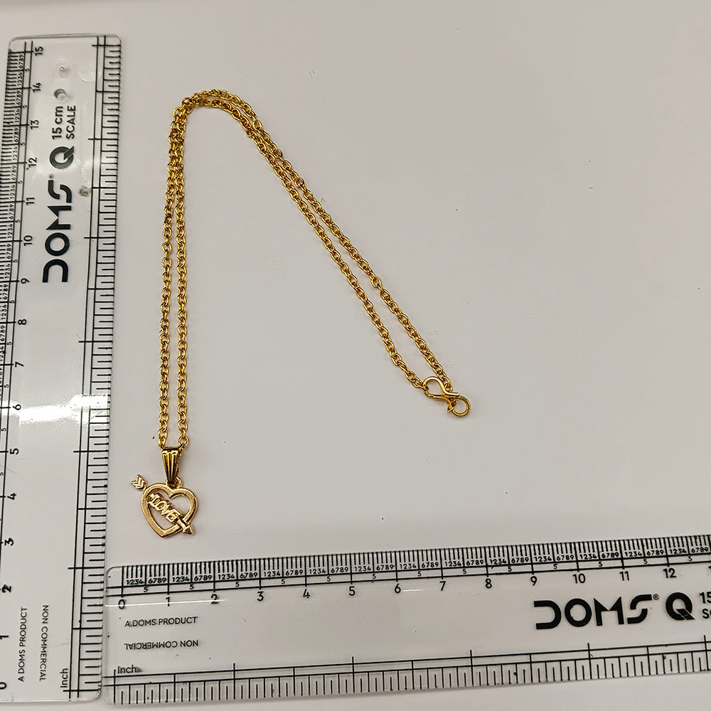 Urthn Dazzling Austrian Stone Gold Plated Heart Chain Pendant for Women(Pack Of 12)