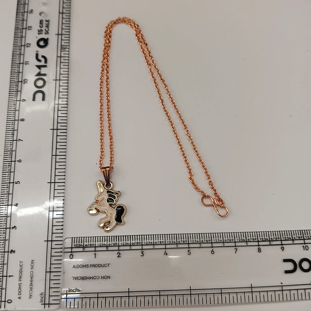 Urthn Fashionable Rose Gold Plated Unicorn Shape Pendant Chain Necklace for Women(Pack Of 12)