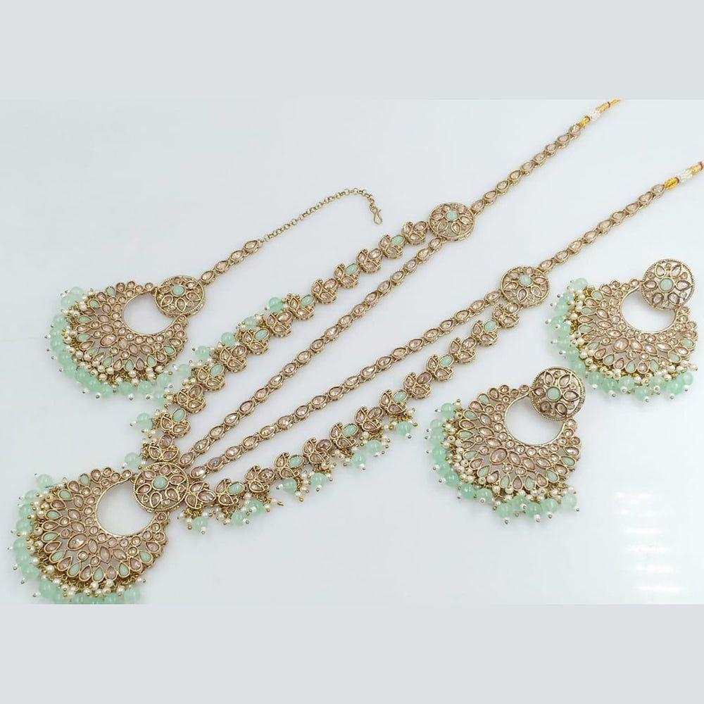 Lucentarts Jewellery Elegant Crystal And Beads Layered Long Necklace Set