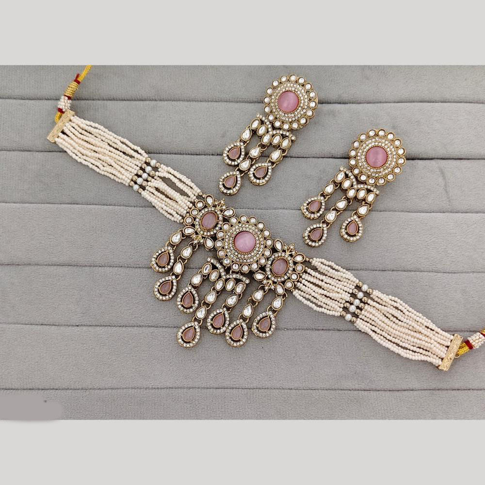 JCM Heritage Polki Kundan Stone And Austrian Stone Choker Necklace Set
