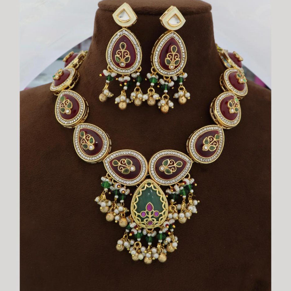 JCM Luxury Pota Stone Beads And Pearl Necklace Set