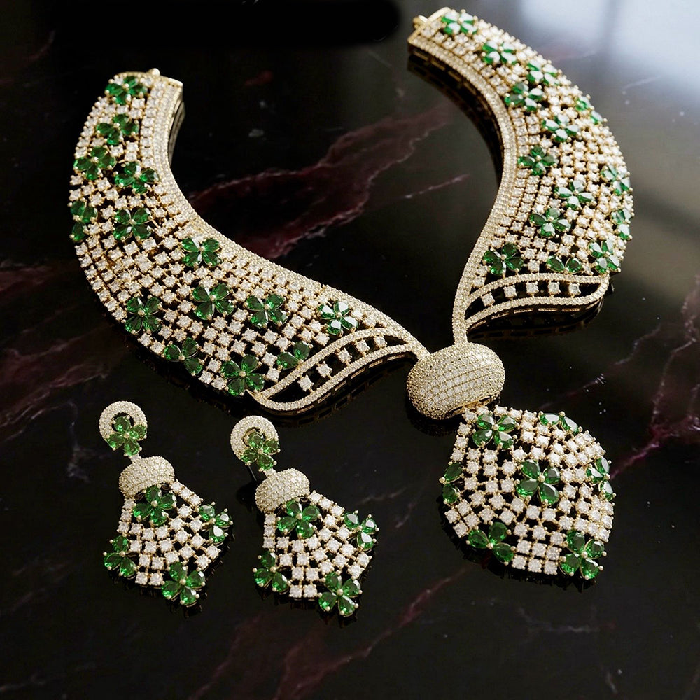 JCM Royal Glow American Diamond Necklace Set