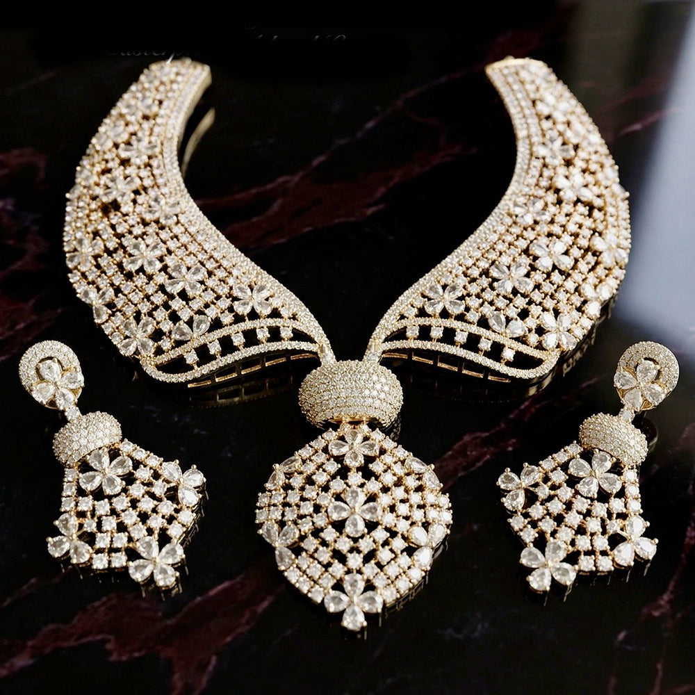 JCM Royal Glow American Diamond Necklace Set