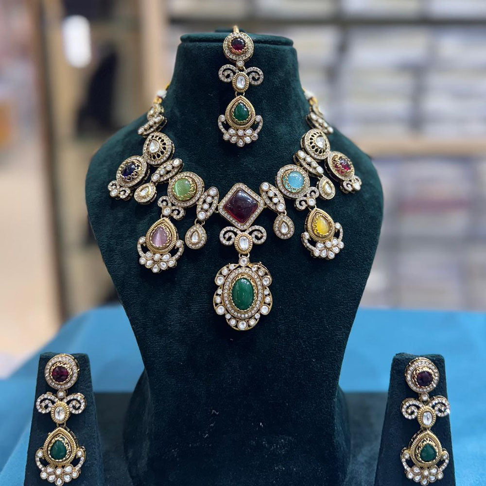 JCM Premium Designer Pota Stone Necklace Set