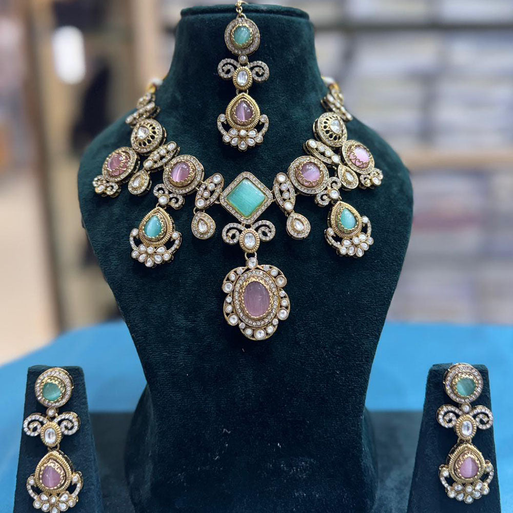 JCM Premium Designer Pota Stone Necklace Set