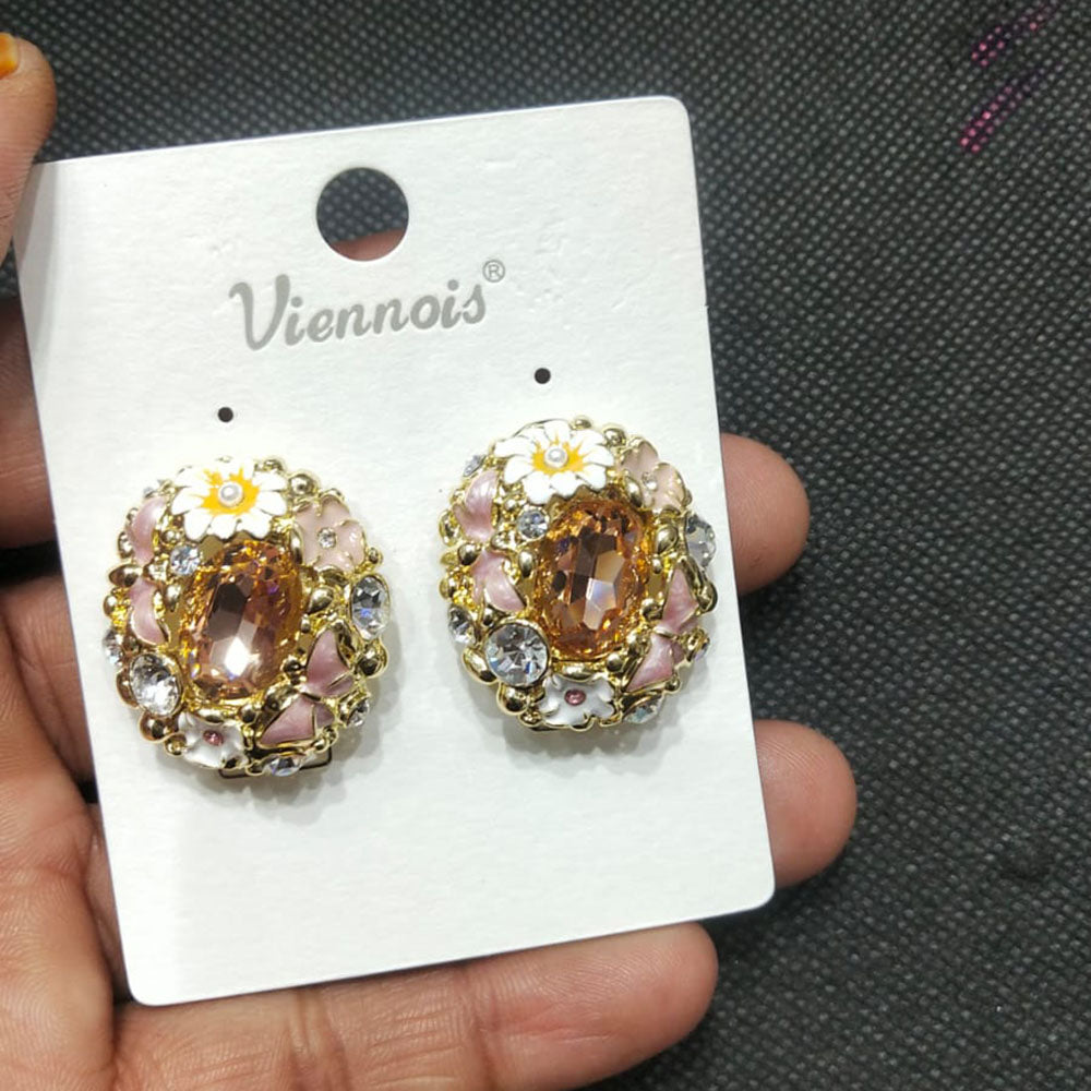 JCm Borivali Floral Crystal Stone Stud Earrings