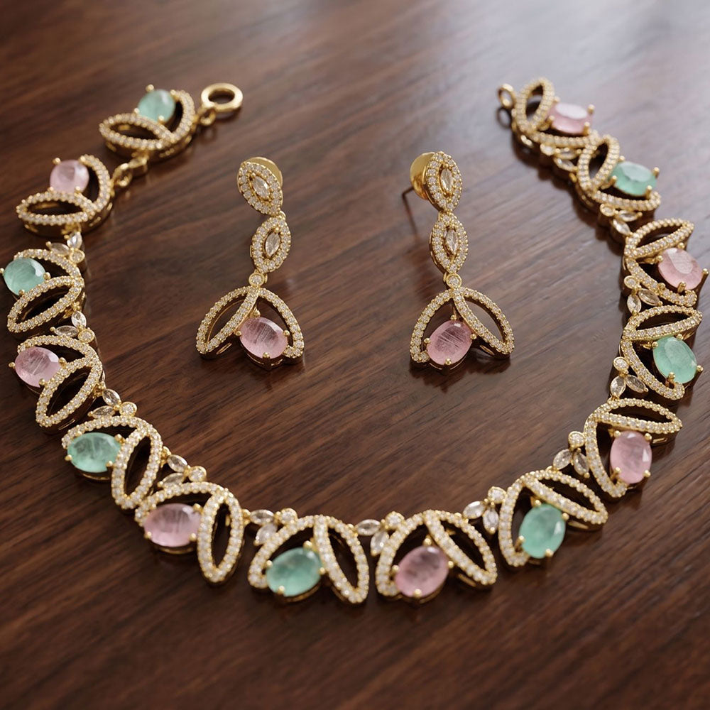 JCM Elegant Crystal Stone And Austrian Stone Necklace Set