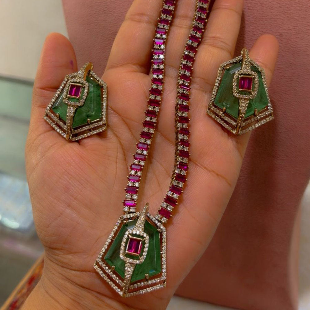 JCM Elegant Crystal Stone And Austrian Stone Necklace Set