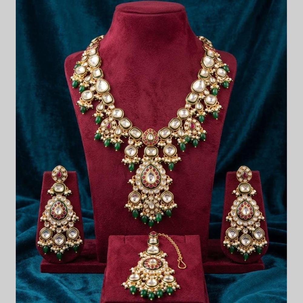 JCM Grand Kundan Stone And Beads Statement Necklace Set
