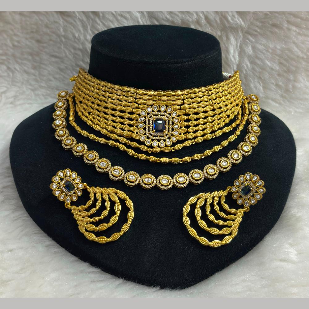 JCM Maharani Style Pota Stone And Austrian Stone Choker Necklace Set