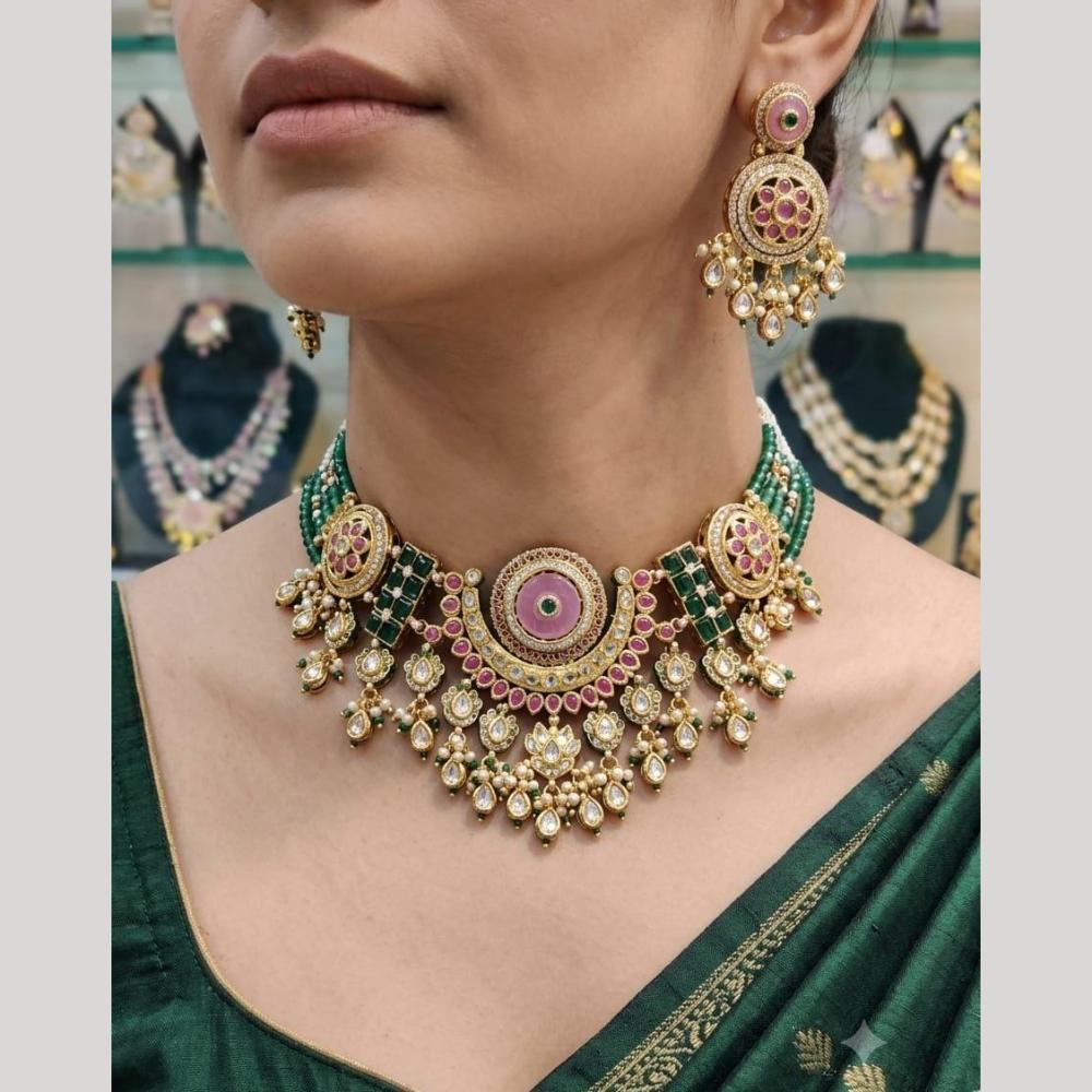 JCM Designer Pota Stone And Pearl Necklace Set
