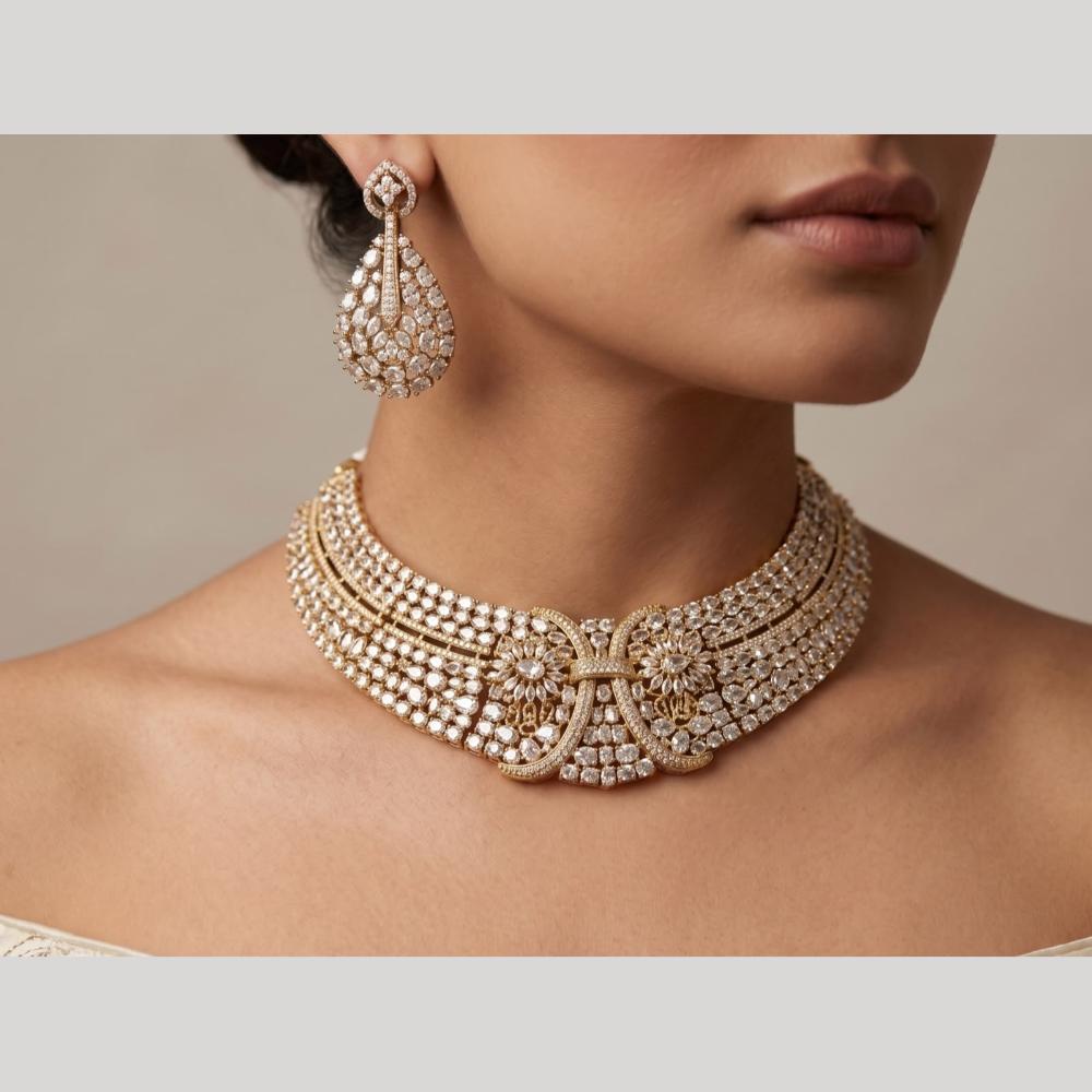 JCM Grand Design Polki Kundan And Austrian Stone Necklace Set