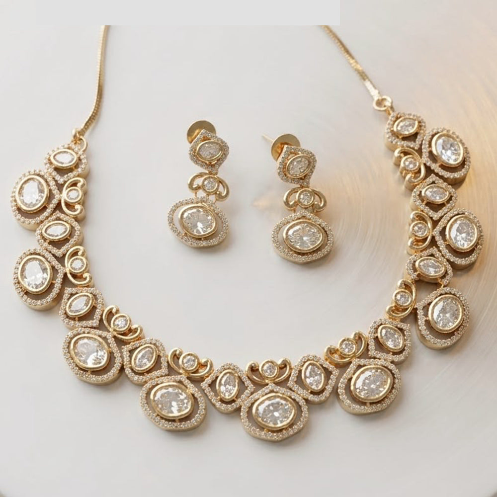 JCM Luxury Polki Kundan Stone Necklace Set for Women