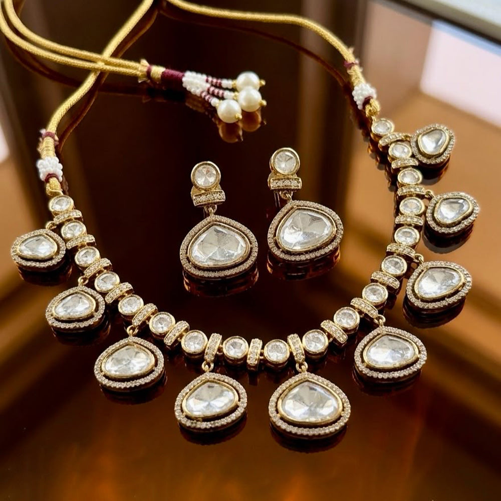 JCM Luxury Polki Kundan Stone Necklace Set for Women