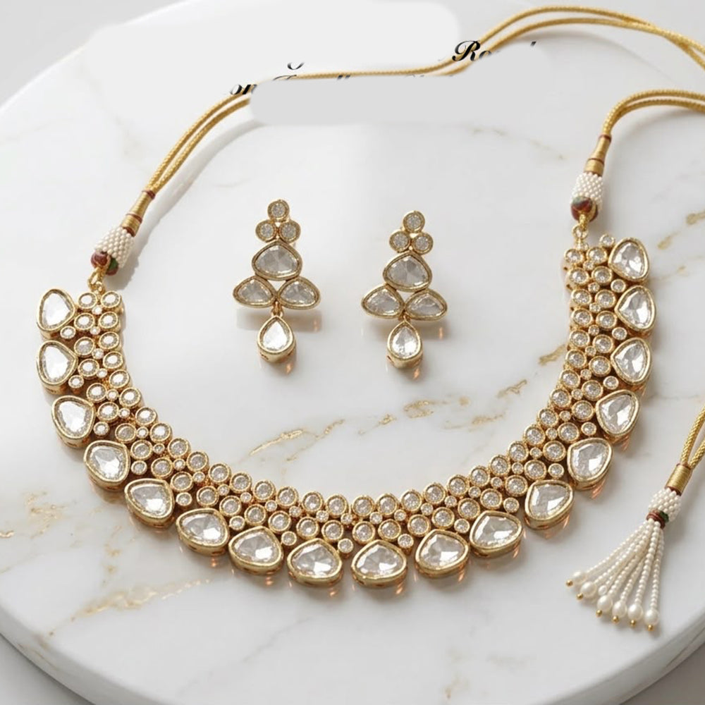 JCM Luxury Polki Kundan Stone Necklace Set for Women