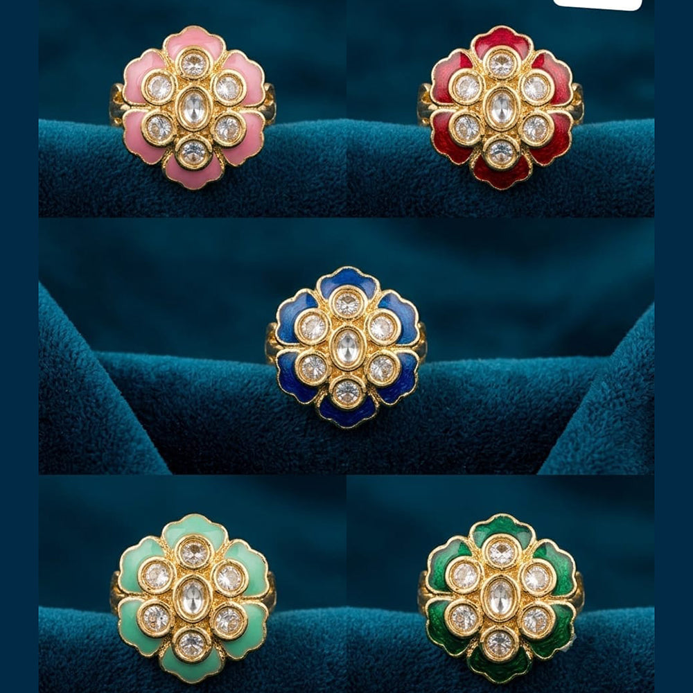 JCM Designer Kundan Stone And Meenakari FingerRing