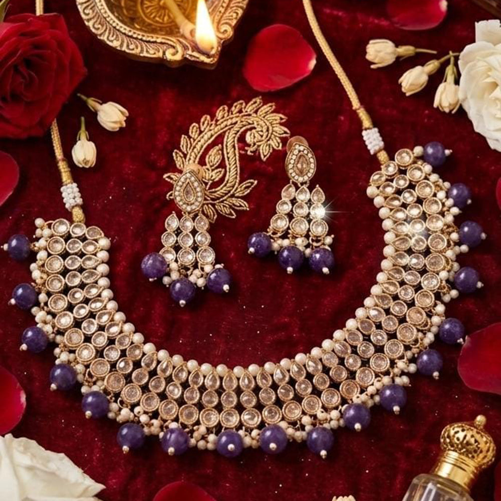 JCM Graceful Crystal Stone Pearl And Beads Necklace Set