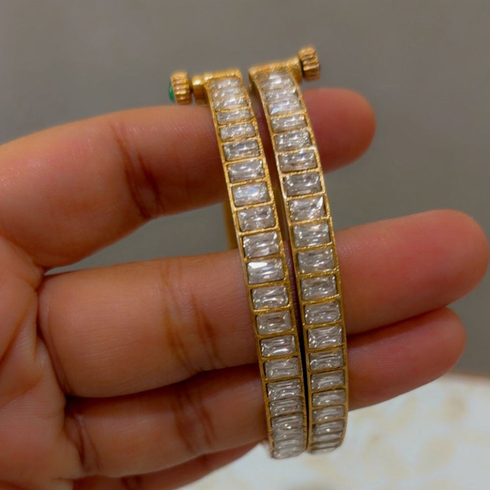 JCM Royal Polki Kundan Stone Openable Festive Bangles Set