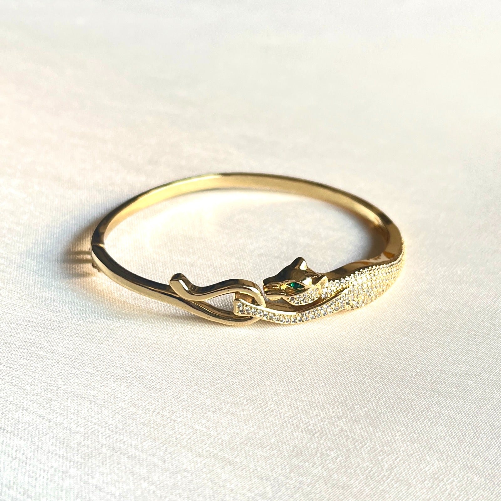 Jewel Treatzz Gorgeous Gold Plated Panthar Bracelet With Paved CZ's