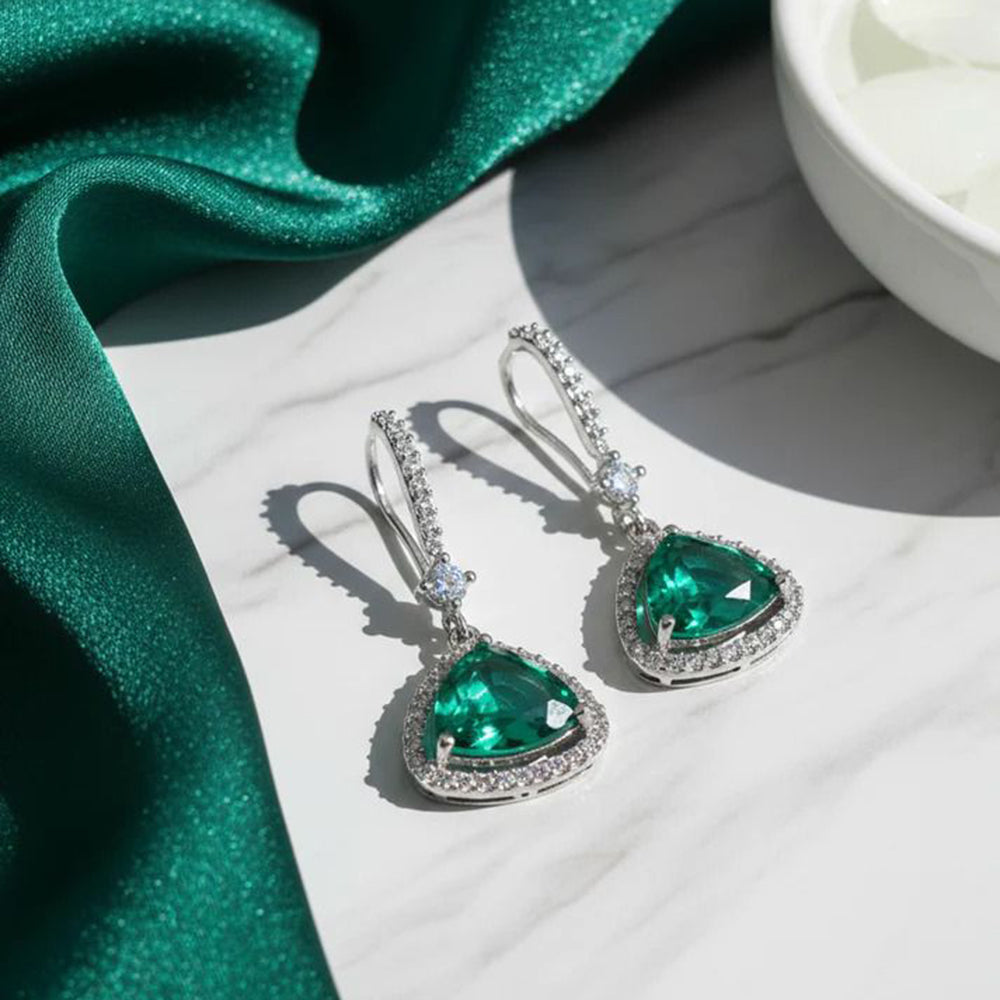 Jewel Treatzz Elegant Triangle Hook American Daimond Dangler Earrings (Pack of 10)