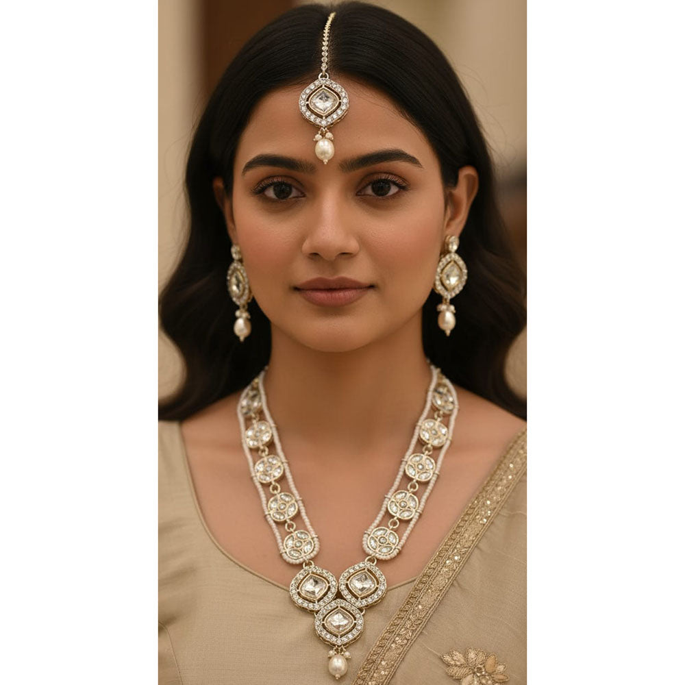 Naitika Arts Luxury Kundan Stone And Beads Necklace Set