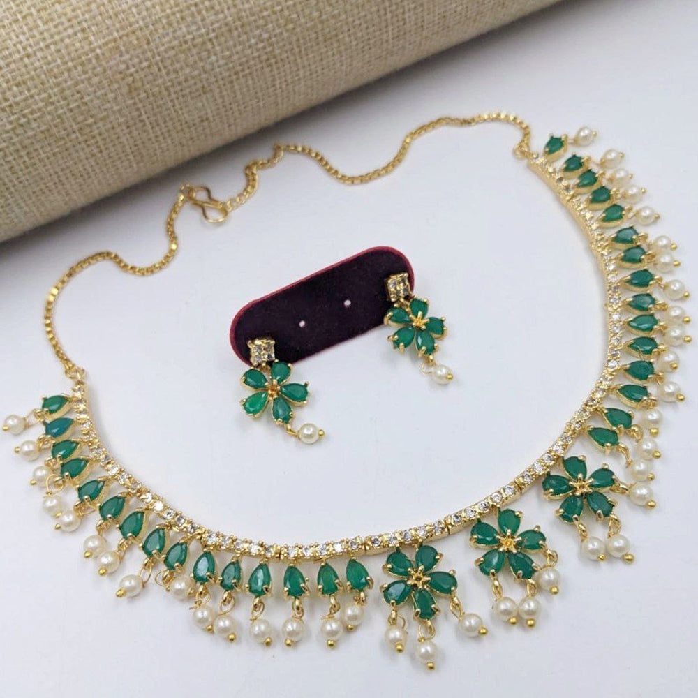 Aamrapali Luxe Spark Crystal Stone And Pearls Necklace Set