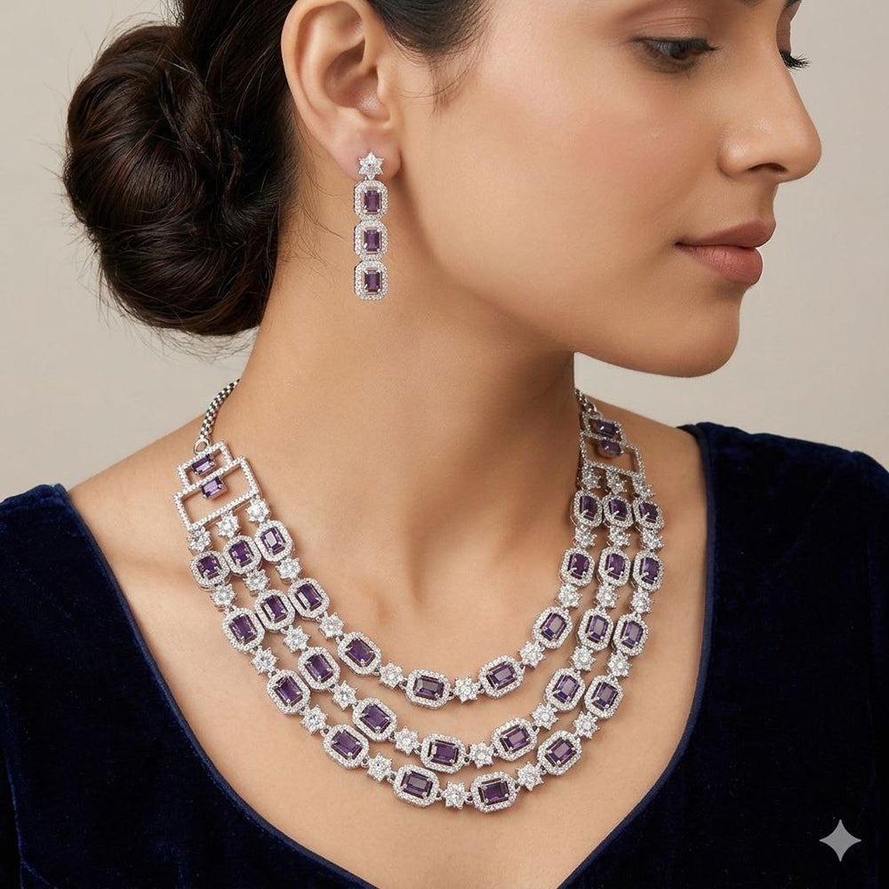 Aamrapali Sparkling American Daimond Neckalce Set