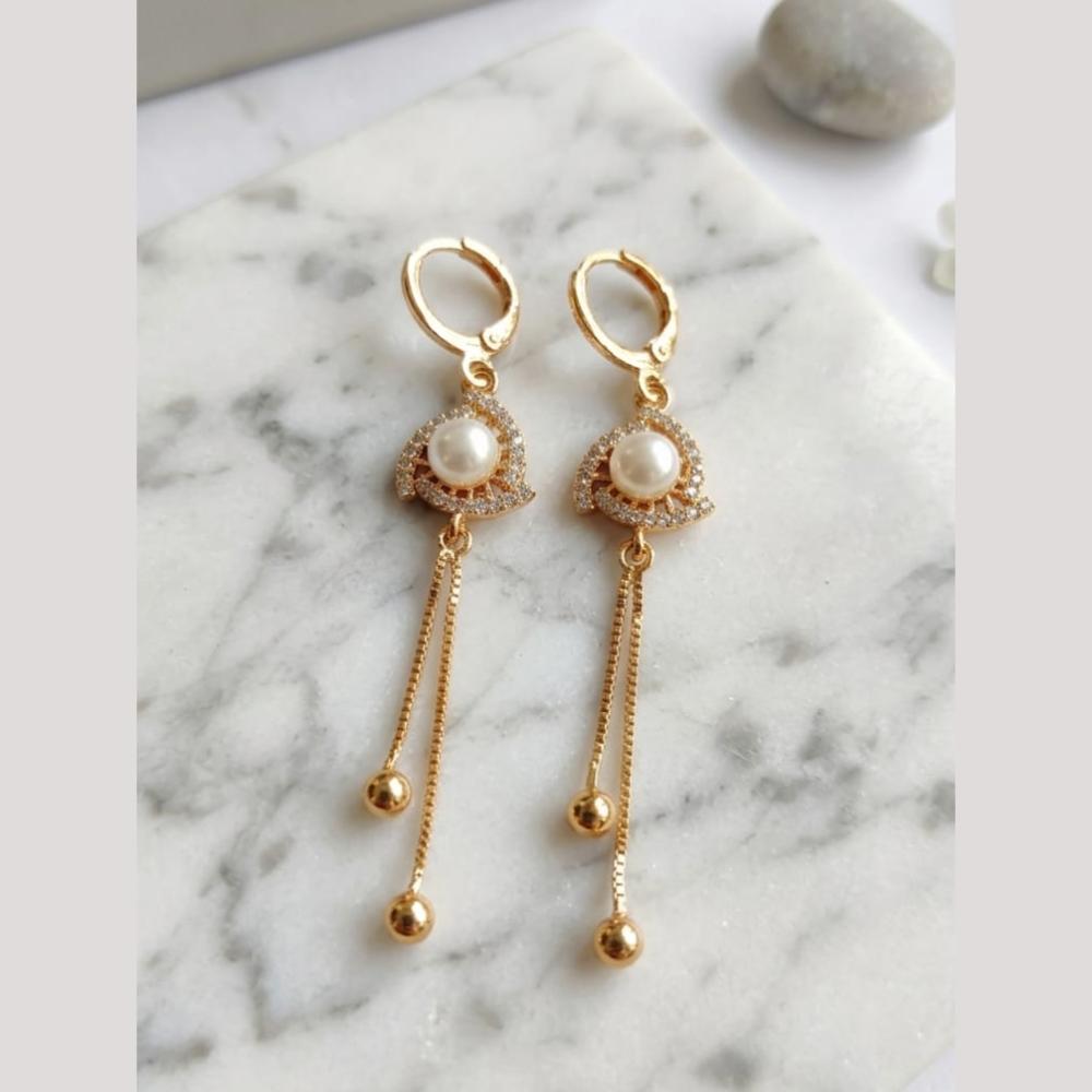 Aamrapali Modern Minimalist Austrian Stone And Pearl Dangler Bali Earrings